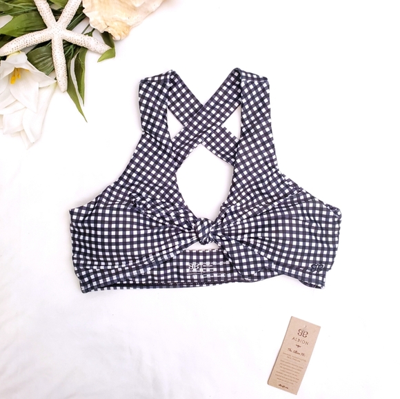 *NWT Albion Fit Bikini - Black Check Knot Top* - Picture 3 of 8